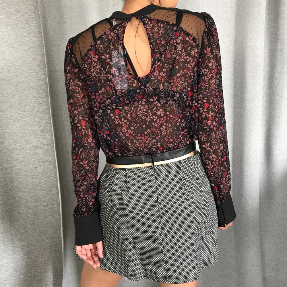 BCBG Woven Floral Blouse